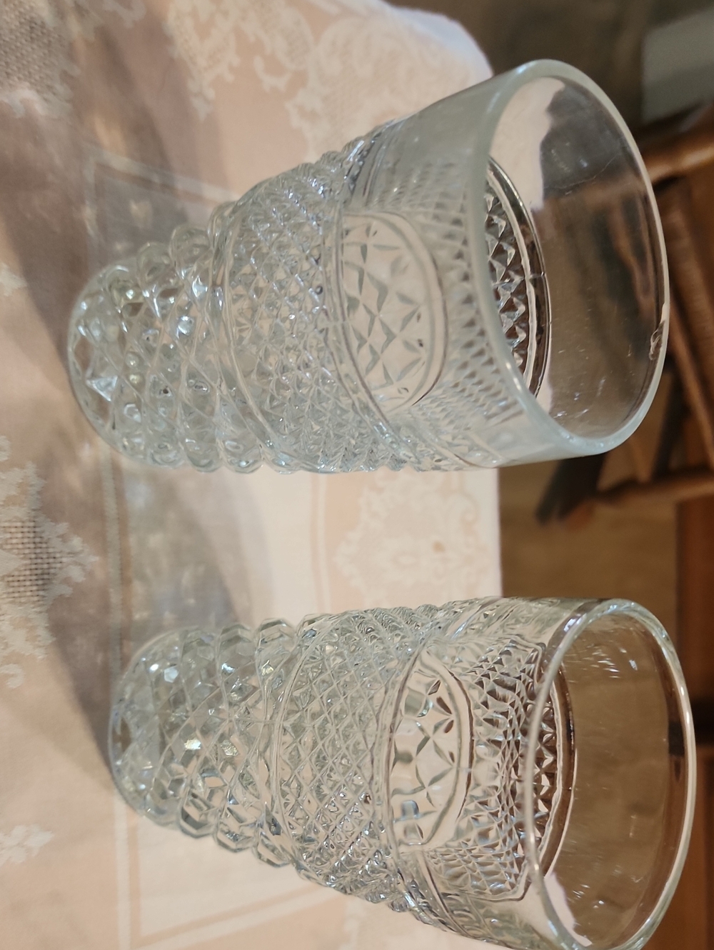 Anchor Hocking Clear Cut-Pattern Glass Tumblers, Set of 2
